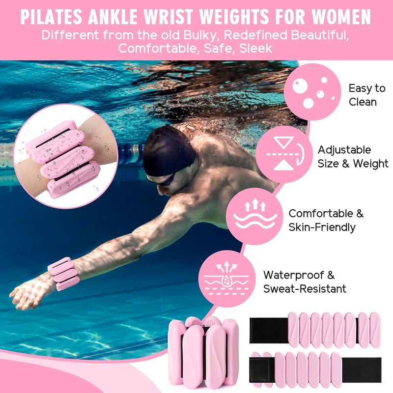 Gallia Wrist Weights, 2Pack Wearable Wrist Ankle Weights for Women and Men, Adjustable Silicone Arm and Leg Wrist Bracelets for Walking, Yoga, Pilates and Gym, 2lb - Image 4
